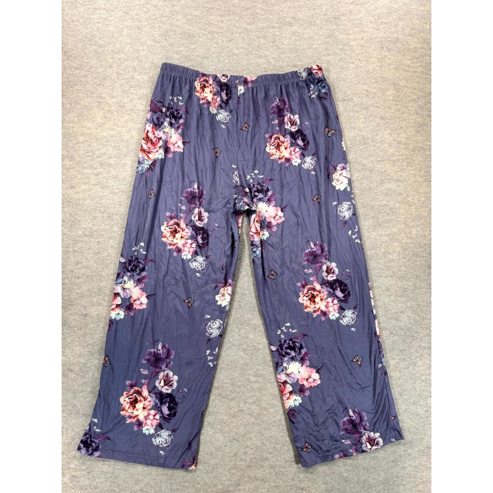 Old Navy Women Purple Floral Butterfly Pajama Pants 3XL Relaxed Fit Casual